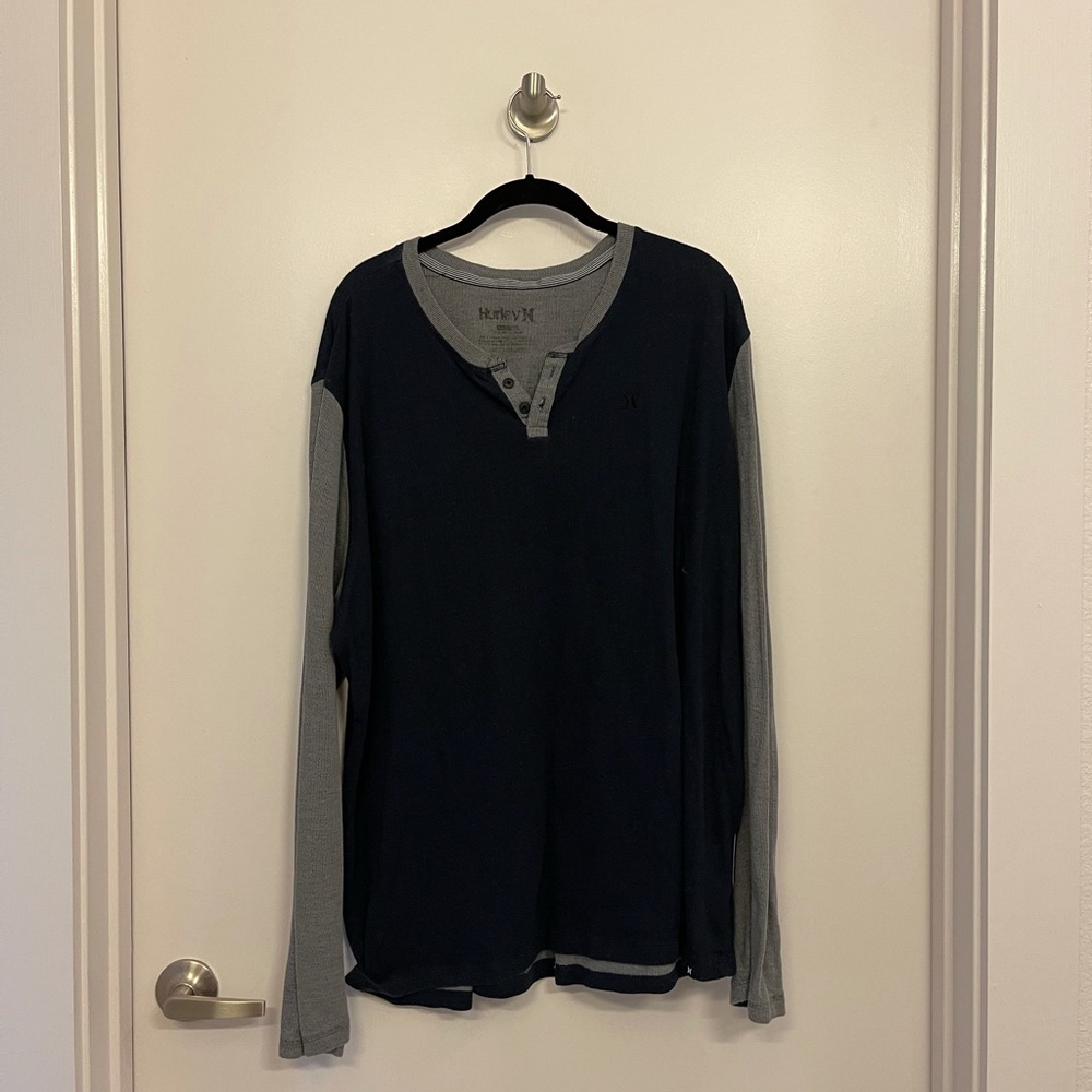 Men’s Hurley Navy & Grey Henley, XL